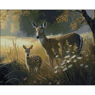 Алмазна мозаїка Strateg ПРЕМІУМ Олені без підрамника розміром 40х50 см (ZAV4050-13) 11451 фото