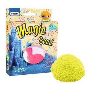 Кінетичний пісок Strateg Magic Sand жовтий з формочкою 150 г (39306) 2986 фото